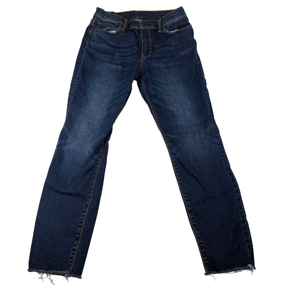 Hudson Barbara Super Skinny High Rise Jeans Dark Wash Raw Hem Size 30